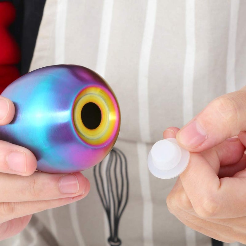 BISDARUN 2-Piece Set Rainbow Salt Pepper Shakers, Cute Egg Shape Stainless Steel Condiment Jar for Home and Kitchen Utensils, Comfortable and Ergonomic - Image 5